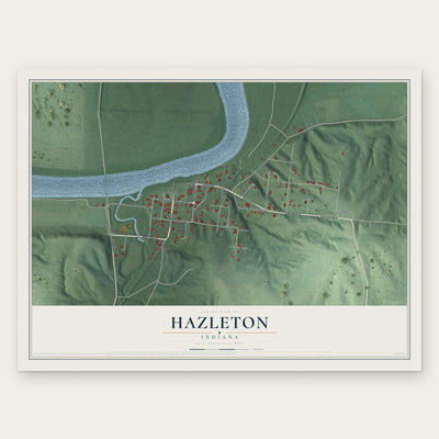 Hazleton, Indiana map print, the full design