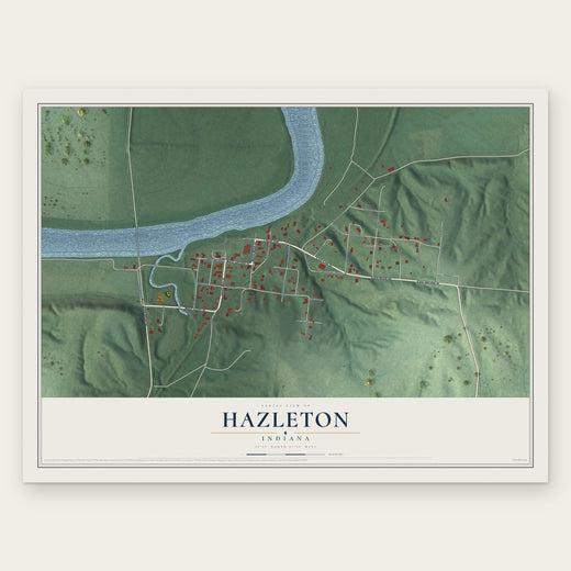 Hazleton, Indiana map print, the full design