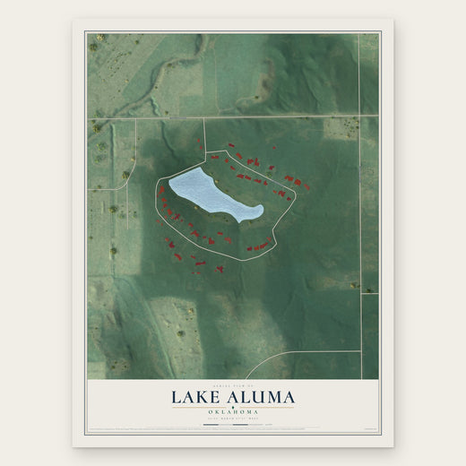 Lake Aluma, Oklahoma map print, the full design