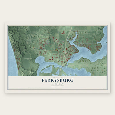 Ferrysburg, Michigan map print, the full design