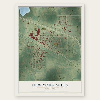 New York Mills, Minnesota map print, the full design