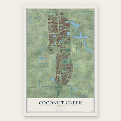 Coconut Creek, Florida map print, the full design