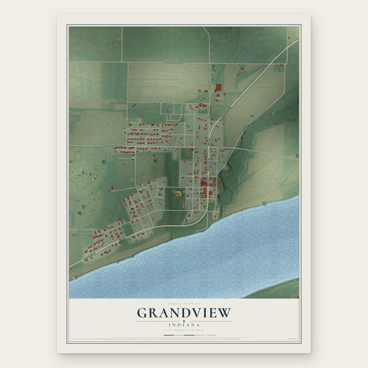 Grandview, Indiana map print, the full design