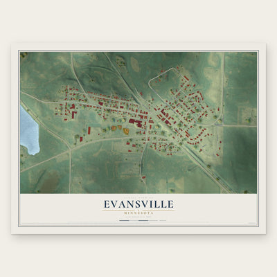 Evansville, Minnesota map print, the full design