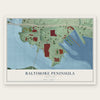 Baltimore Peninsula, Maryland map print, the full design