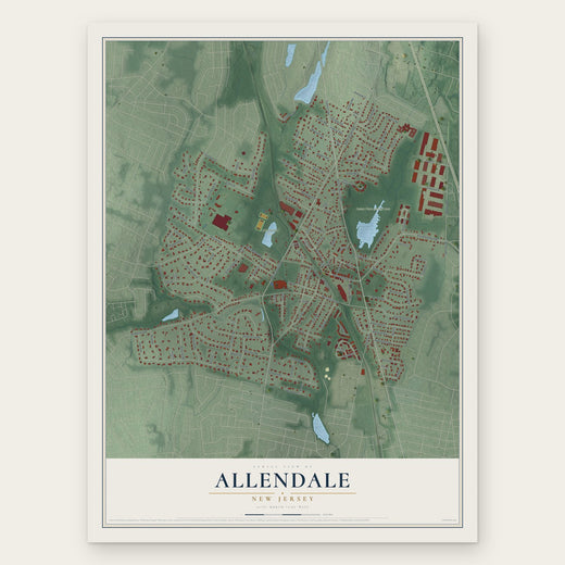 Allendale, New Jersey map print, the full design