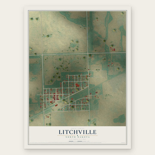 Litchville, North Dakota map print, the full design