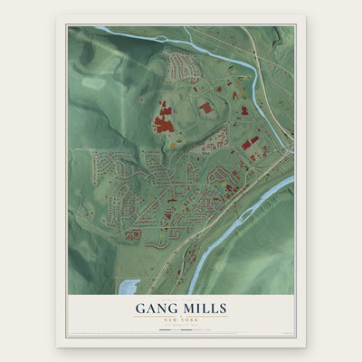 Gang Mills, New York map print, the full design