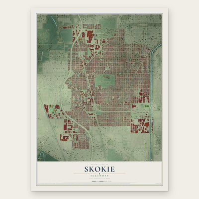 Skokie, Illinois map print, the full design