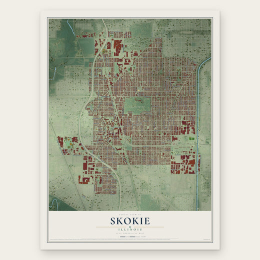 Skokie, Illinois map print, the full design