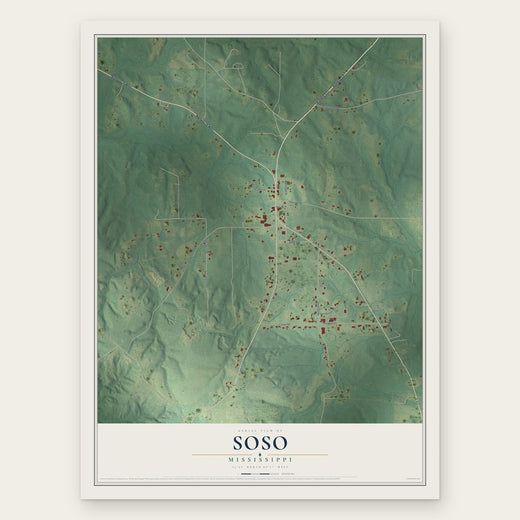 Soso, Mississippi map print, the full design