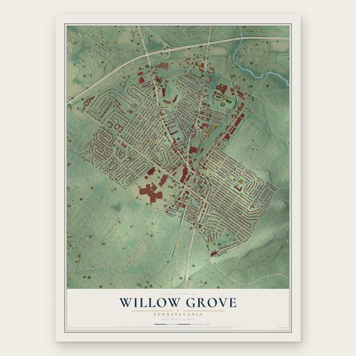 Willow Grove, Pennsylvania map print, the full design