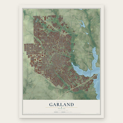 Garland, Texas map print, the full design
