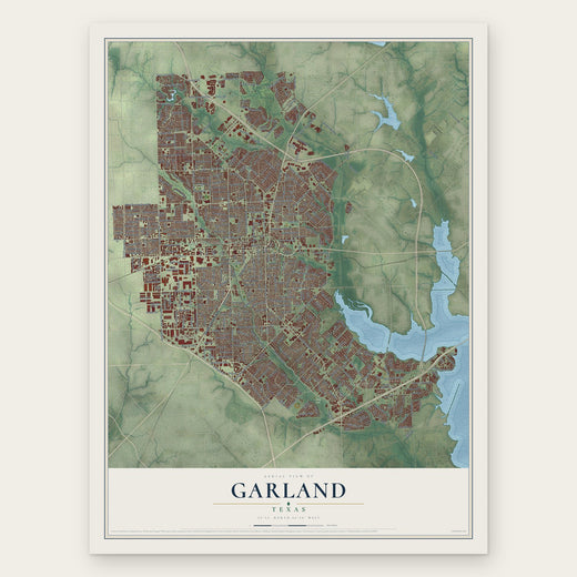Garland, Texas map print, the full design