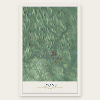 Lyons, New York map print, the full design