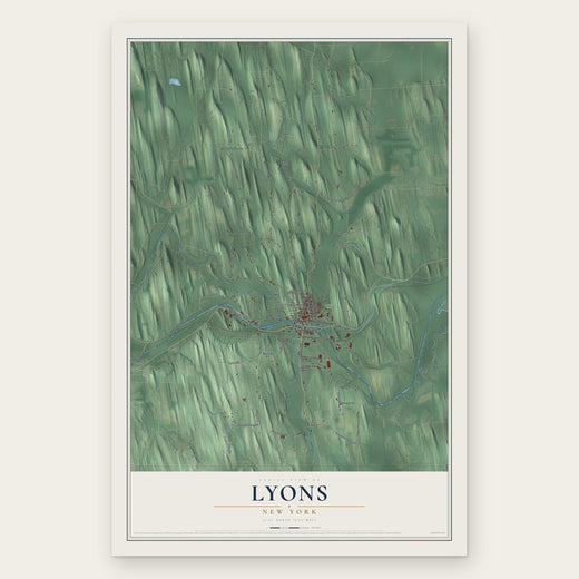 Lyons, New York map print, the full design