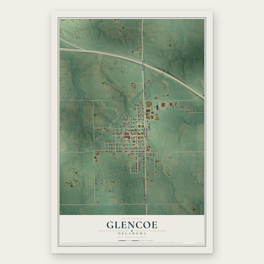 Glencoe, Oklahoma map print, the full design