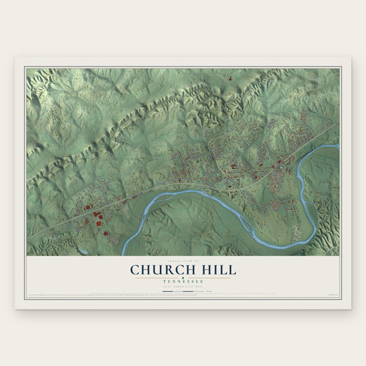 Church Hill, Tennessee map print, the full design