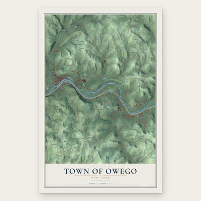 Town of Owego, New York map print, the full design