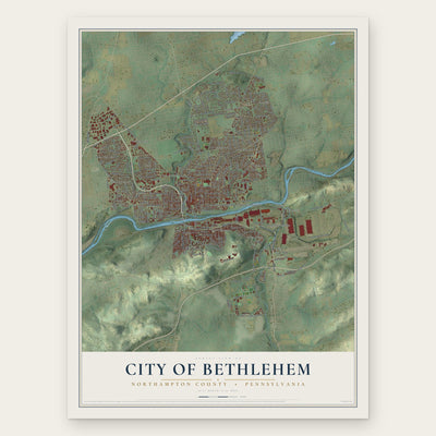 City of Bethlehem, Northampton County, Pennsylvania map print, the full design