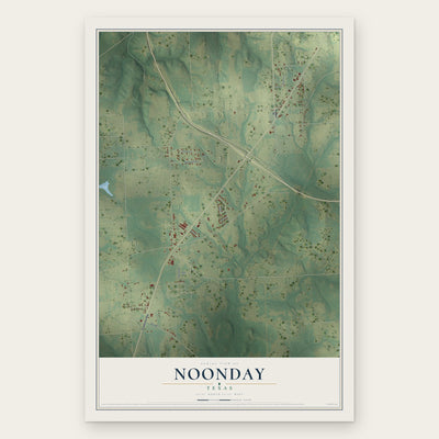 Noonday, Texas map print, the full design