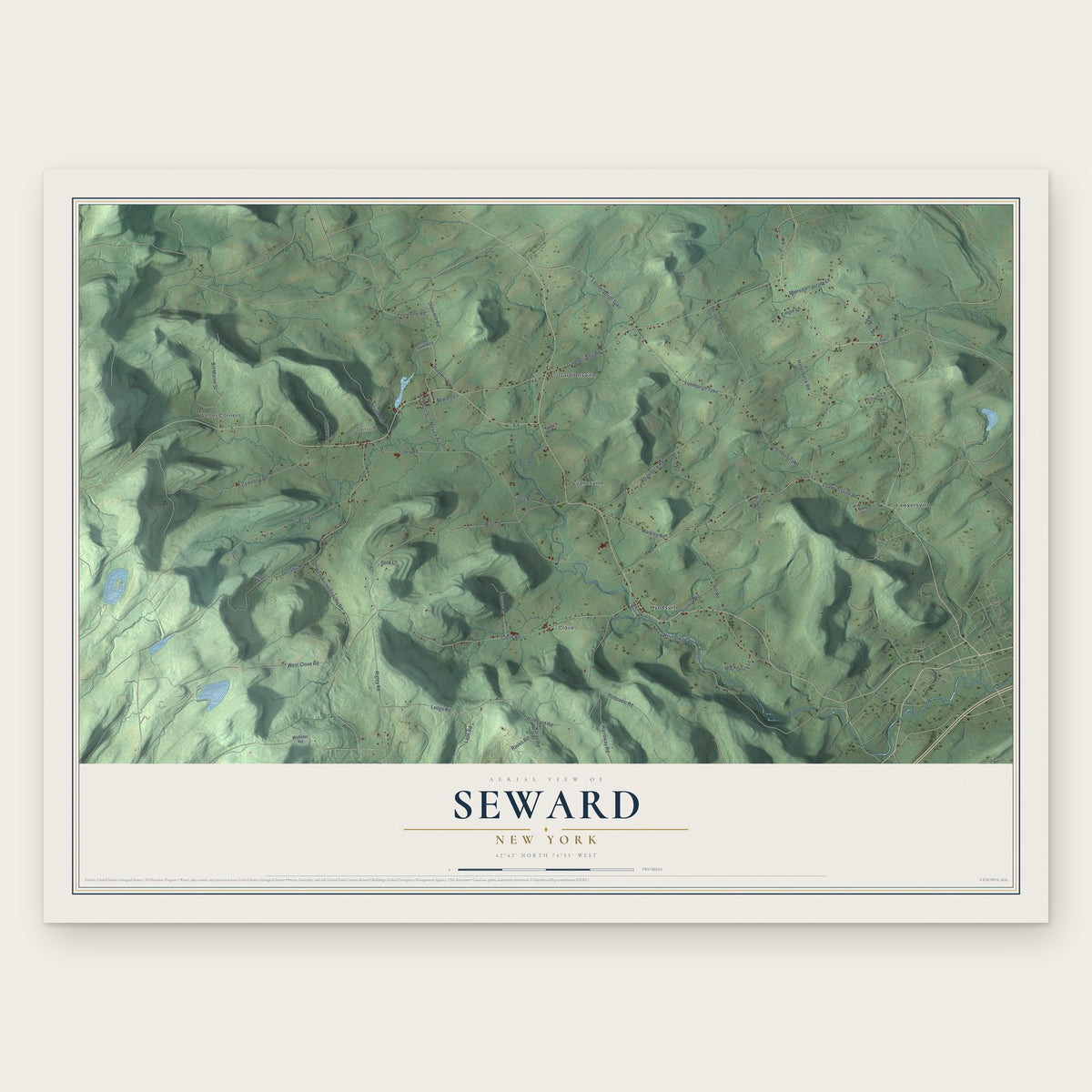 Seward, New York map print, the full design