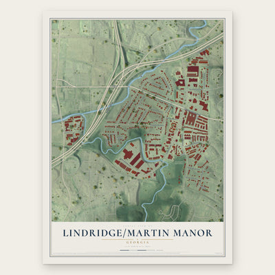 Lindridge-Martin Manor, Georgia map print, the full design