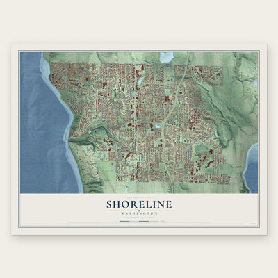 Shoreline, Washington map print, the full design