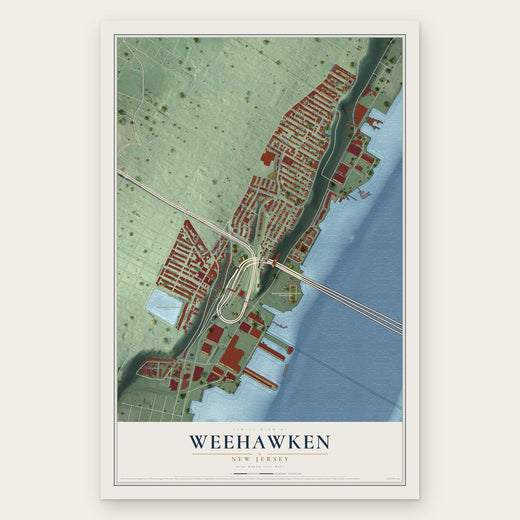 Weehawken, New Jersey map print, the full design