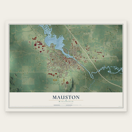 Mauston, Wisconsin map print, the full design