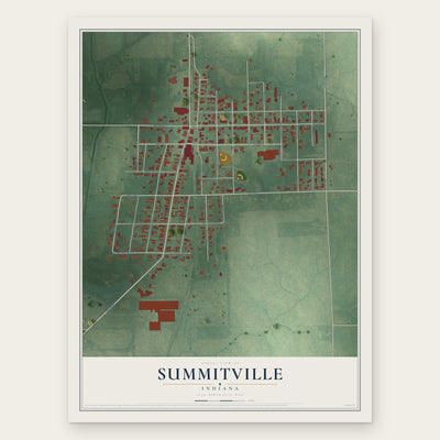 Summitville, Indiana map print, the full design