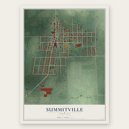 Summitville, Indiana map print, the full design