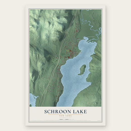 Schroon Lake, New York map print, the full design