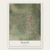 Beaver, Oklahoma map print, the full design