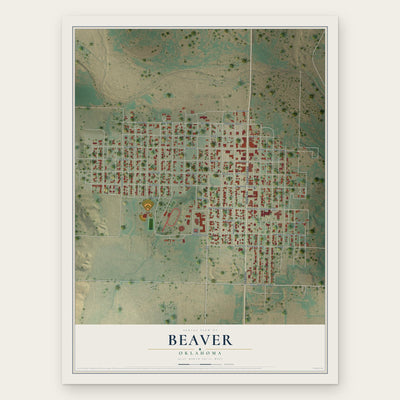 Beaver, Oklahoma map print, the full design