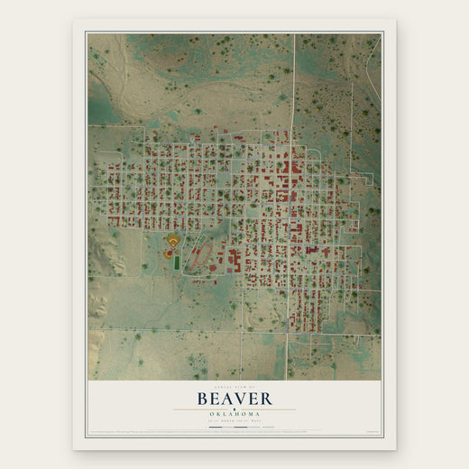 Beaver, Oklahoma map print, the full design