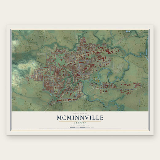 McMinnville, Oregon map print, the full design