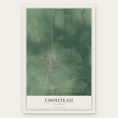 Chouteau, Oklahoma map print, the full design