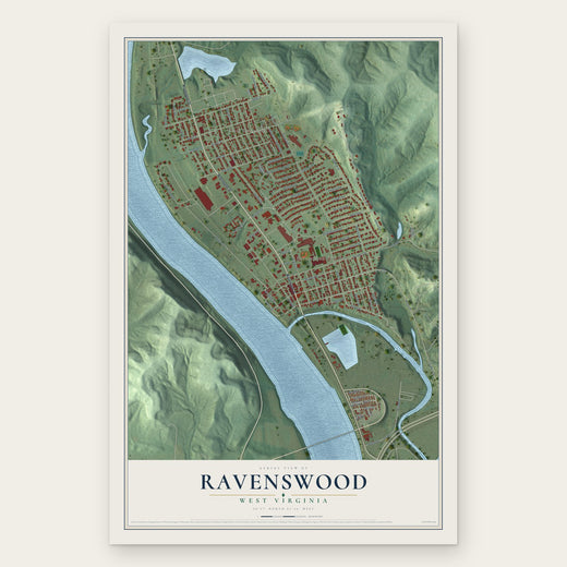 Ravenswood, West Virginia map print, the full design