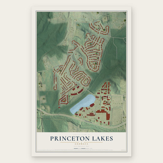 Princeton Lakes, Georgia map print, the full design