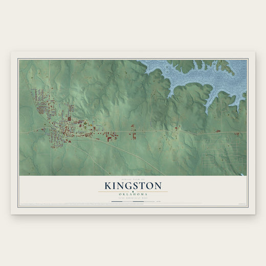 Kingston, Oklahoma map print, the full design