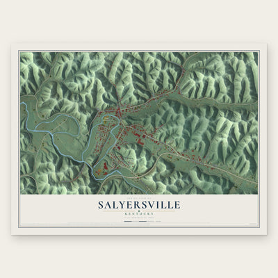Salyersville, Kentucky map print, the full design