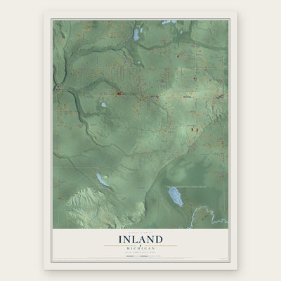 Inland, Michigan map print, the full design