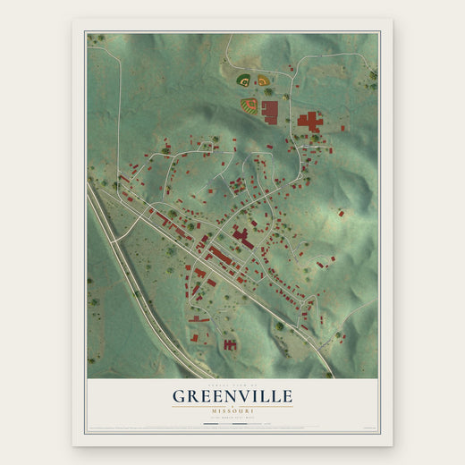 Greenville, Missouri map print, the full design