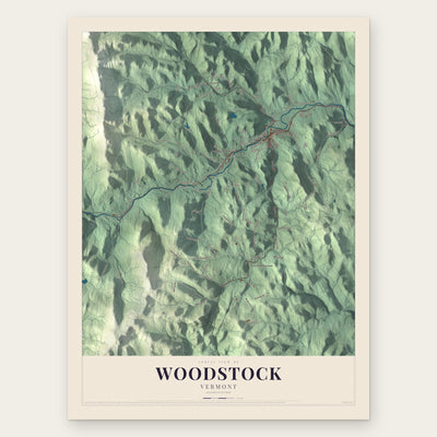 Woodstock, Vermont map print, the full design
