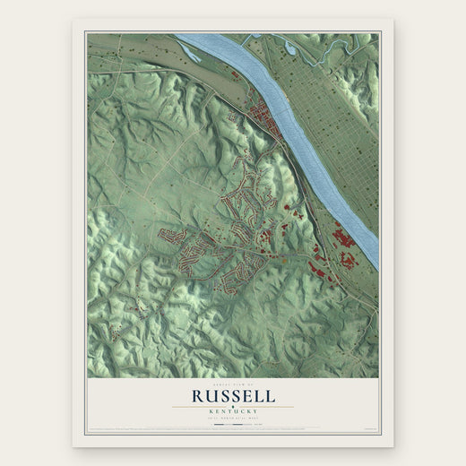 Russell, Kentucky map print, the full design