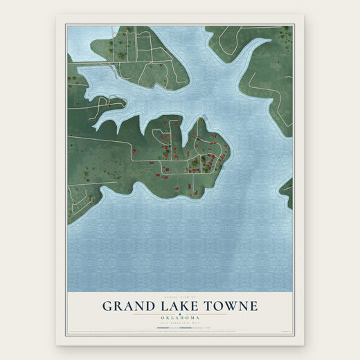 Grand Lake Towne, Oklahoma map print, the full design