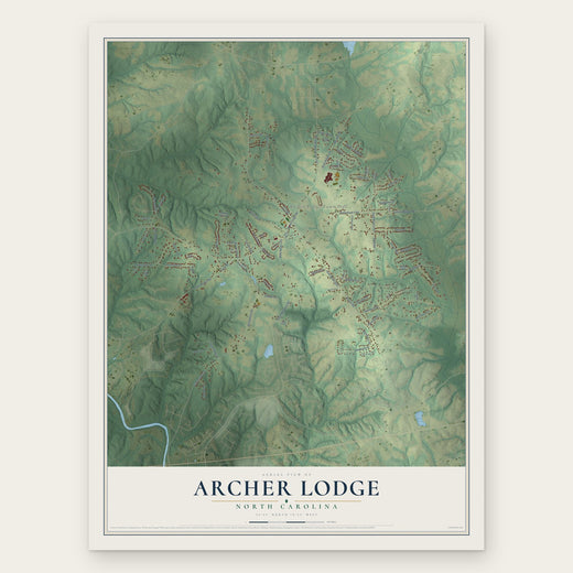 Archer Lodge, North Carolina map print, the full design