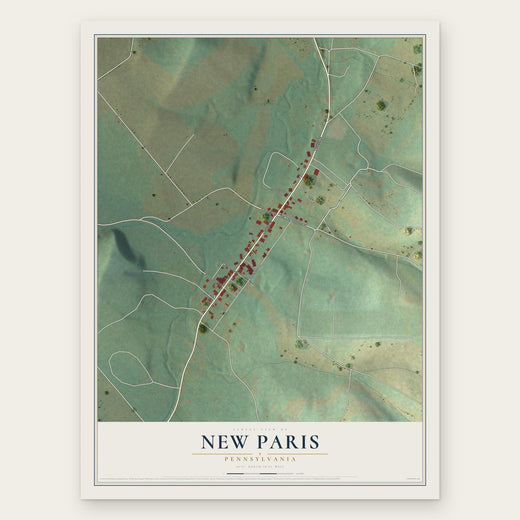 New Paris, Pennsylvania map print, the full design