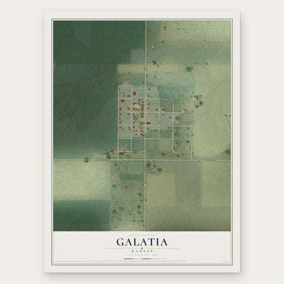 Galatia, Kansas map print, the full design